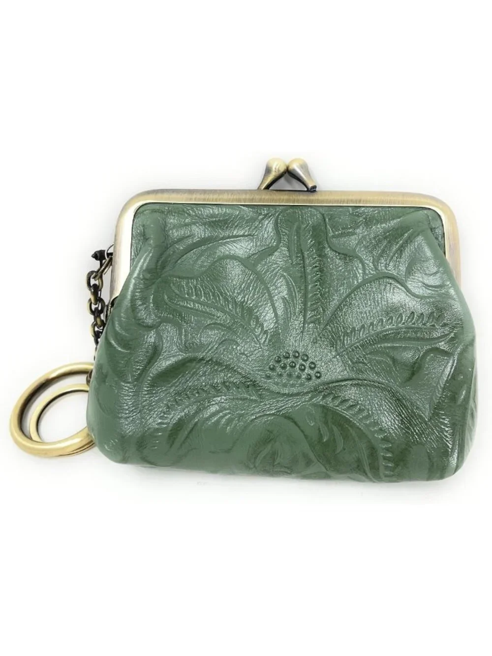 Tooled Leather Coin Purse in Sage - Stylish & Functional Wallet for Everyday Use